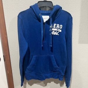 Aeropostale Men's Blue Hooded Pullover Sweater Quarter Zip Size XS EUC Y2K
